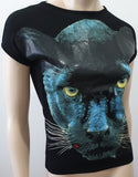 KRIZIA MAGLIA Black Wool Multicolour Rubberised Cat Print Short Sleeve Jumper 42