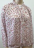 ANNA GLOVER For H&M White Pink Burgundy Geometric Print Blouse Shirt Top UK10