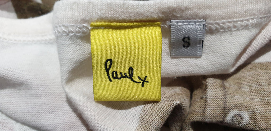 PAUL BY PAUL SMITH White & Khaki Corset Print Sleeveless T-Shirt Tee Vest Top S