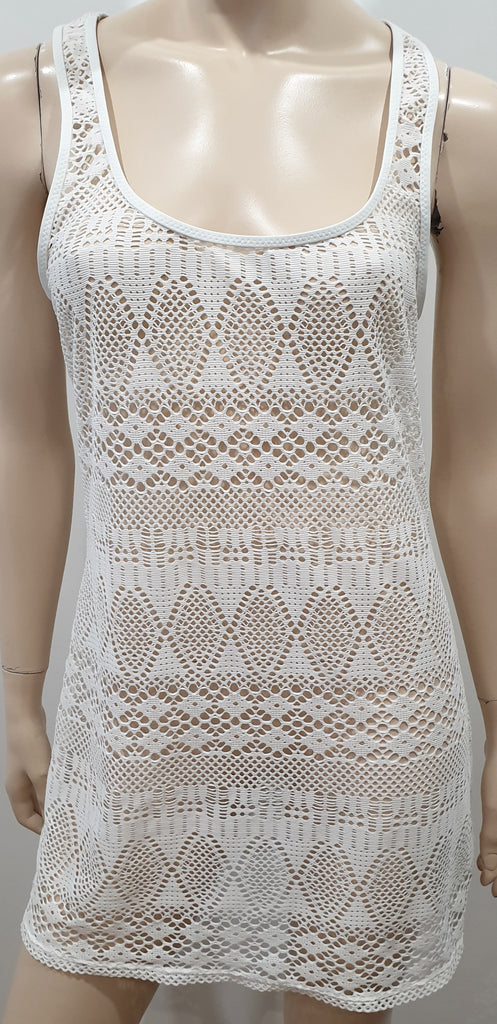 RALPH LAUREN COLLECTION White Scoop Neck Perforated Sleeveless Cami Vest Top M