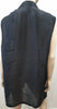 DONNA KARAN SIGNATURE Black Silk Open Front Sleeveless Evening Blouse Jacket M