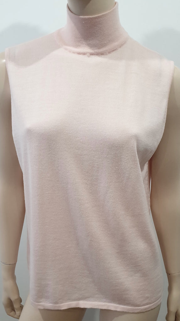 DION LEE Baby Pink Merino Wool Draped Open Rear Knitwear Jumper Tank Top UK10