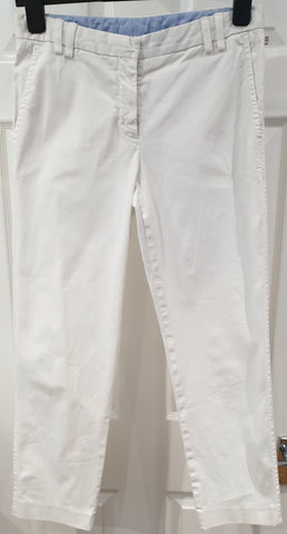 ANNE FONTAINE White Cotton Blend HECTOR Lace Tapered Trousers Pants F44 UK16