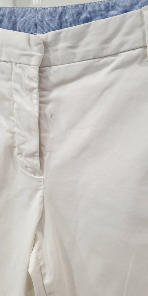 FABIANA FILIPPI White Cotton Stretch Crop Capri Slim Tapered Trousers Pants UK10