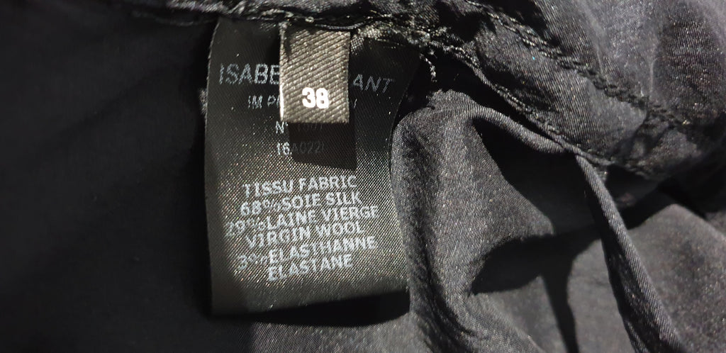 ISABEL MARANT Black DORCEY Silk & Wool Blend Pleated Blouse Shirt Top 38 UK10