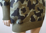 RED VALENTINO Green Black Virgin Wool Camouflage Lace Insert Jumper Sweater M