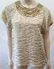 3.1 PHILLIP LIM Gold Silk Blend Metallic Short Sleeve Evening Party Blouse Top 4