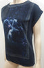 CLAUDIE PIERLOT Midnight Navy Blue Unicorn Horse Printed T-Shirt Tee Top 3 UK12
