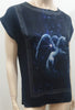 CLAUDIE PIERLOT Midnight Navy Blue Unicorn Horse Printed T-Shirt Tee Top 3 UK12