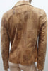 BENET FURS Tan & Gold Detail Collared Zip Fastened Casual Leather Jacket 44 UK12