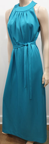 ALICE & OLIVIA Navy Blue Lace Sequin & Bead Embellished Sleeveless Evening Dress