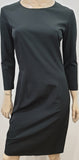 THE ROW Women's Black Sheen Stretch Round Neck 3/4 Sleeve Short Mini Dress 12