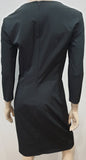 THE ROW Women's Black Sheen Stretch Round Neck 3/4 Sleeve Short Mini Dress 12