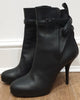 BALENCIAGA Black Leather Buckle Strap Detail High Stiletto Heel Ankle Boots 39 6