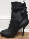 BALENCIAGA Black Leather Buckle Strap Detail High Stiletto Heel Ankle Boots 39 6