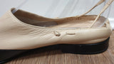 ALESSANDRO DELL'ACQUA Cream & Black Leather Slingback Flat Mules Shoes UK6.5