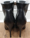 RICK OWENS Black Leather Round Toe Zip Fastened High Stiletto Heel Ankle Boots 39