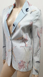PAUL SMITH Pastel Pale Blue Linen Cotton Blend Bold Floral Print Blazer Jacket