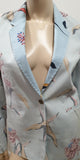 PAUL SMITH Pastel Pale Blue Linen Cotton Blend Bold Floral Print Blazer Jacket