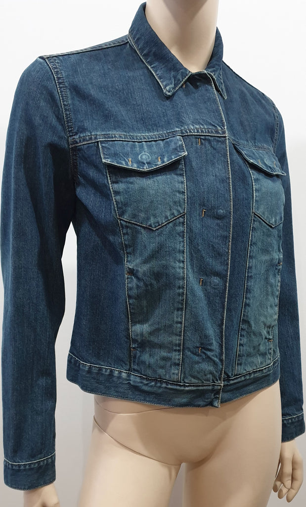 FARHI NICOLE FARHI Blue Cotton Collared Concealed Popper Casual Denim Jacket 12