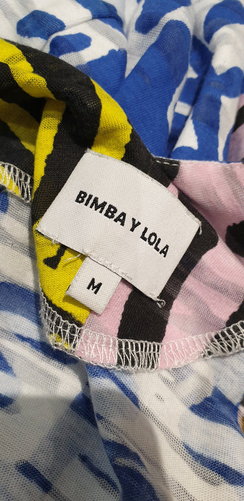BIMBA Y LOLA Multi-Colour Cotton Blend Abstract Print Sleeveless Vest T Shirt Top M