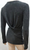 T ALEXANDER WANG Grey Draped Ruched Rear Long Sleeve Jerseywear  Sweater Top M