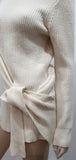 3.1 PHILLIP LIM Cream Wool Blend Rib Knit Tie Detail Long Sleeve Jumper Sweater