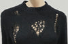 3.1 PHILLIP LIM Black Wool Blend Loose Open Knit Detailing Jumper Sweater Top M