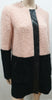 DROMe Pink & Black Wool Round Neck Leather Trim Casual Winter Jacket Coat M