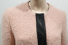 DROMe Pink & Black Wool Round Neck Leather Trim Casual Winter Jacket Coat M