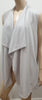 DUFFY Pale Grey & Cream Trim Cashmere Open Front Sleeveless Knitwear Cardigan L