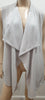 DUFFY Pale Grey & Cream Trim Cashmere Open Front Sleeveless Knitwear Cardigan L