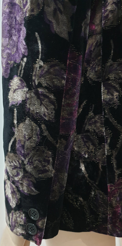 EMANUEL UNGARO Black Multicolour Metallic Thread Velvet Blazer Jacket 38 UK6/8
