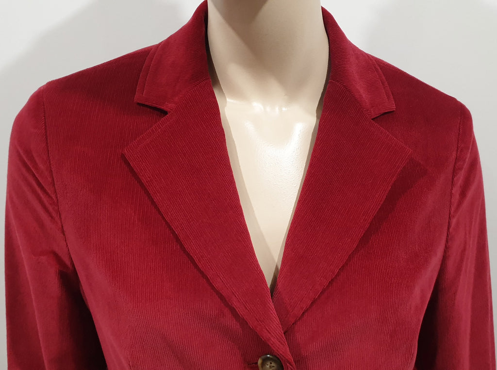 BROOKS BROTHERS 346 Red Cotton Blend Fine Corduroy Casual Blazer Jacket UK10