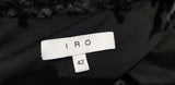 IRO Grey Mohair Blend COFFEY Bobbled Knit Fabric Fringe Trim Blazer Jacket UK14