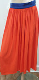 ROKSANDA Coral Orange Blue Waistband Pleated Long Length Skirt UK12 BNWT