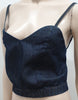 MARNI DENIM EDITION Blue Spaghetti Strap Elastic Hem Crop Cami Tank Top UK14