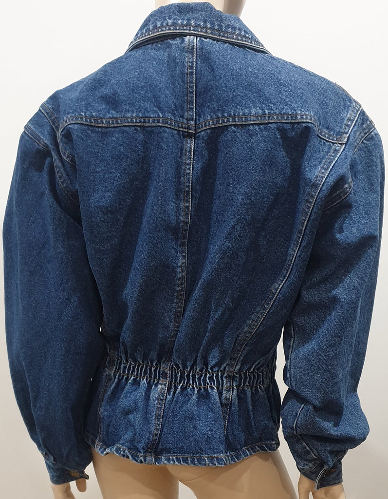 ORIGINAL STROM JEANSWEAR Blue Large Collar Elasticated Waist Denim Jacket S