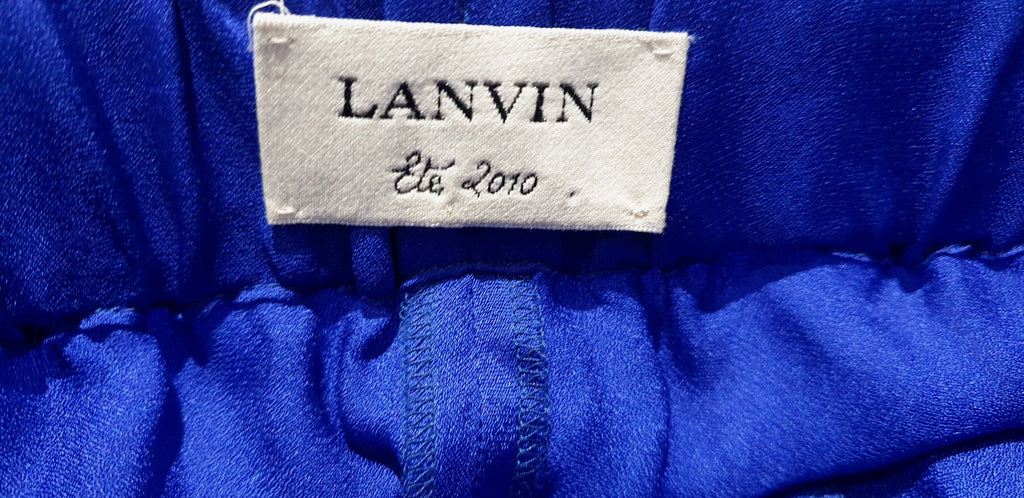 LANVIN Royal Blue Elastic High Waist Tapered Zipper Ankle Harem Trousers Pants M