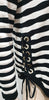CLAUDIE PIERLOT Black Cream Stripe Lace Up Knitwear Jumper Sweater Top 3 UK12