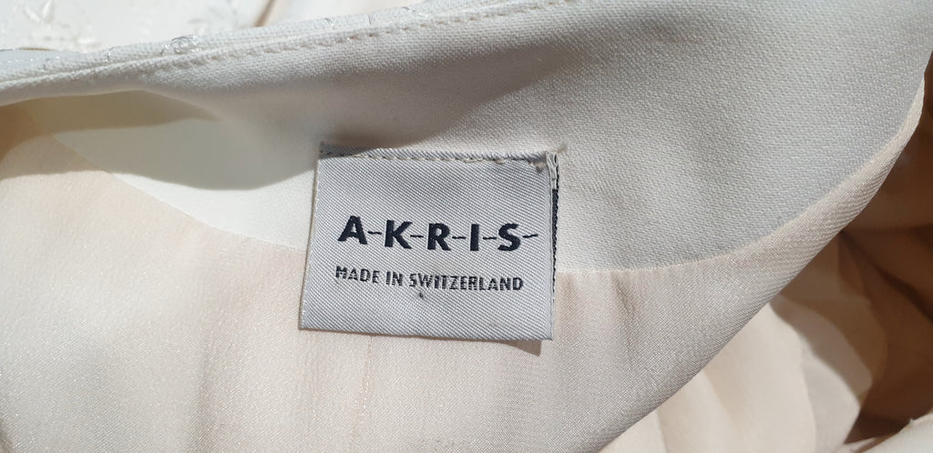AKRIS Made In Switzerland Cream Sequin Stitched Formal Evening Blazer Jacket 14