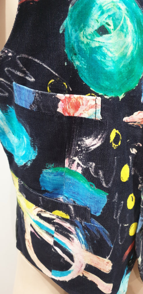 PAUL SMITH Made In England Menswear Black Multicolour Abstract Print Waistcoat M