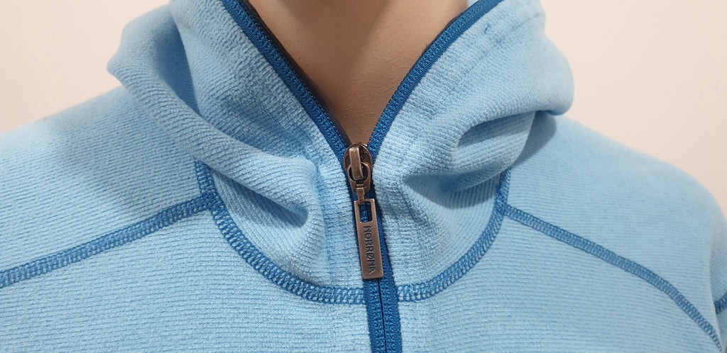 NORRONA Pale Ice Blue Zip Fastened Branded Hooded Sweatshirt Hoodie Top M