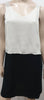 EILEEN FISHER Cream & Black 100% Silk V Neck Sleeveless Short Mini Slip Dress XS