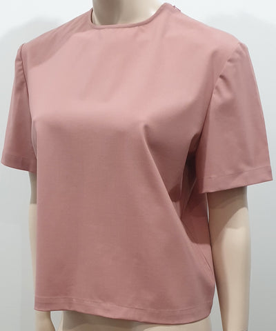 ANNE FONTAINE Cream Textured Fabric Round Neck Short Sleeve T-Shirt Top 3; M/L