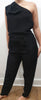 STELLA MCCARTNEY Black Python Jacquard One Shoulder Sleeveless Jumpsuit M