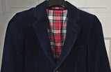 HACKETT LONDON Boy's Navy Blue Cotton Corduroy Check Lined Blazer Jacket 7-8Y