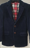 HACKETT LONDON Boy's Navy Blue Cotton Corduroy Check Lined Blazer Jacket 7-8Y