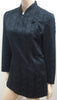 KENZO PARIS Midnight Blue Black Wool Blend Floral Embossed Lined Blazer Jacket 8