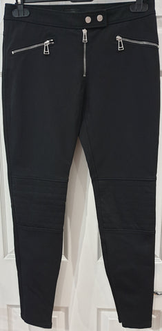 DONNA KARAN NEW YORK Black Wool Stretch Wide Leg Formal Trousers Pants UK10